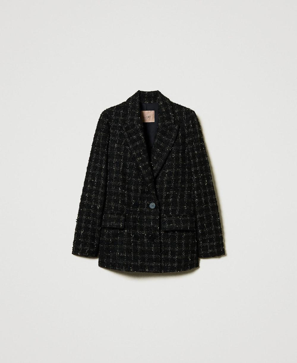 Scee by twin set Giacca blazer bouclé a disegno check