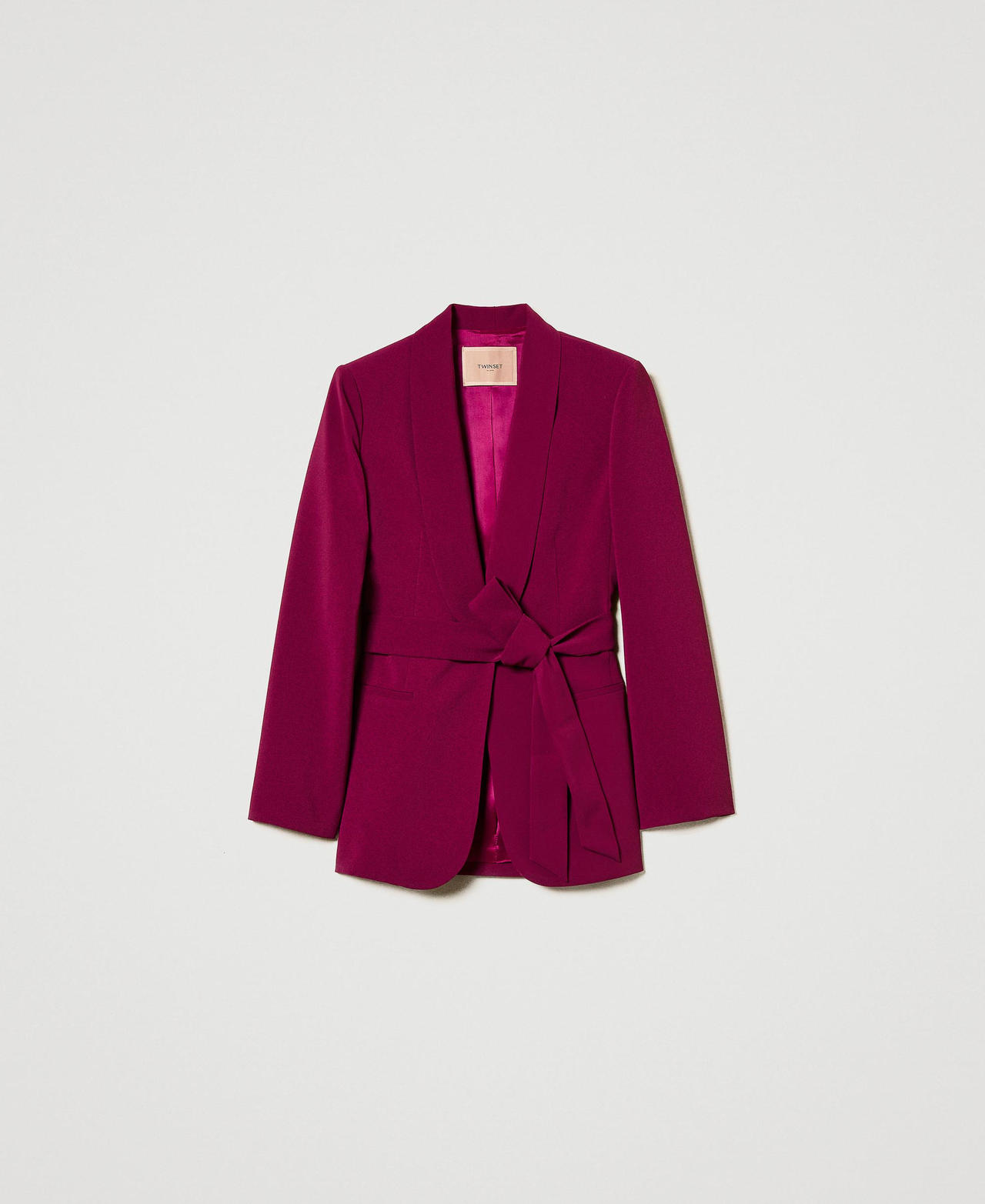 Scee by twin set Giacca blazer con cintura e catena Oval T