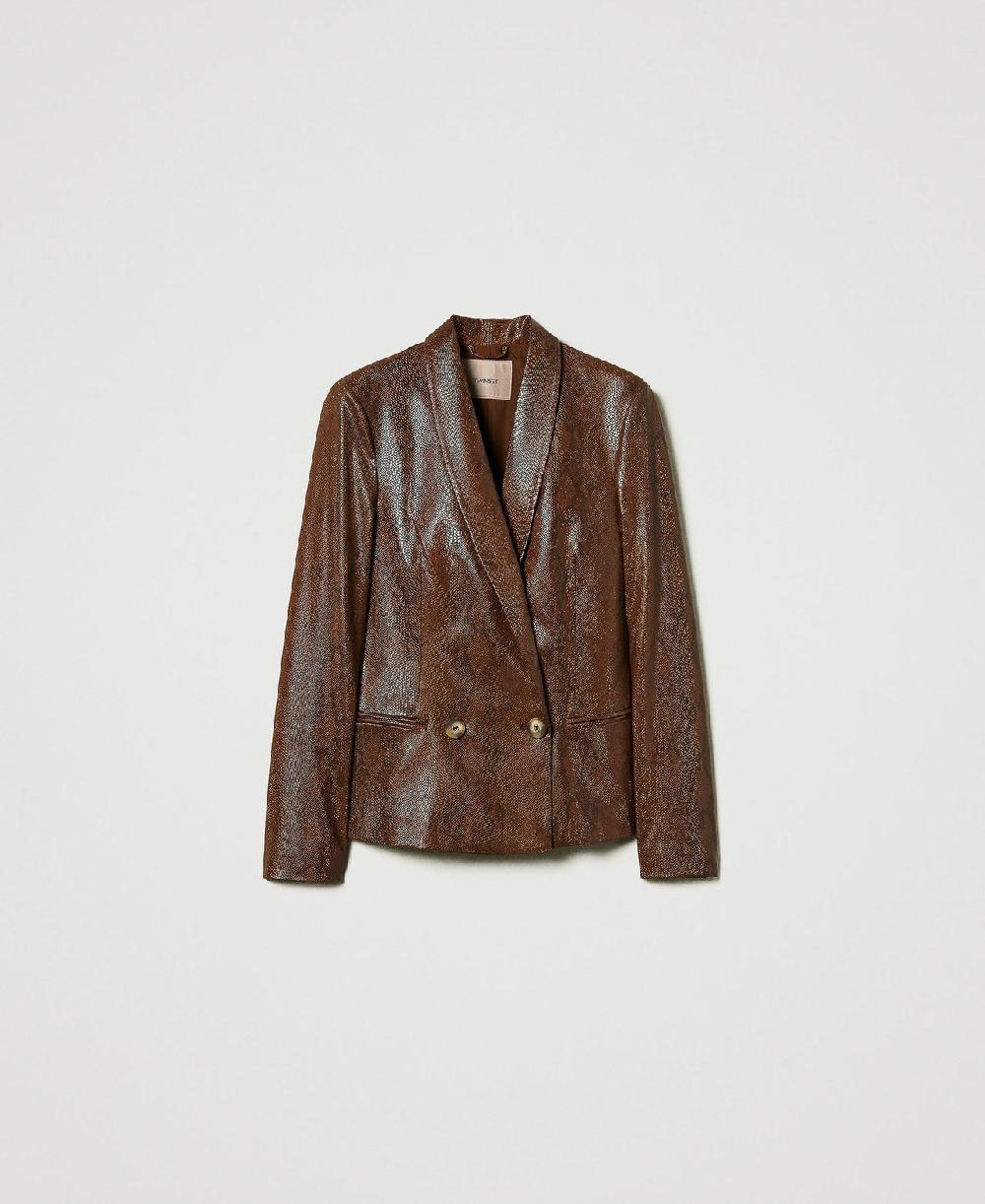 Scee by twin set Giacca blazer effetto pelle lizard