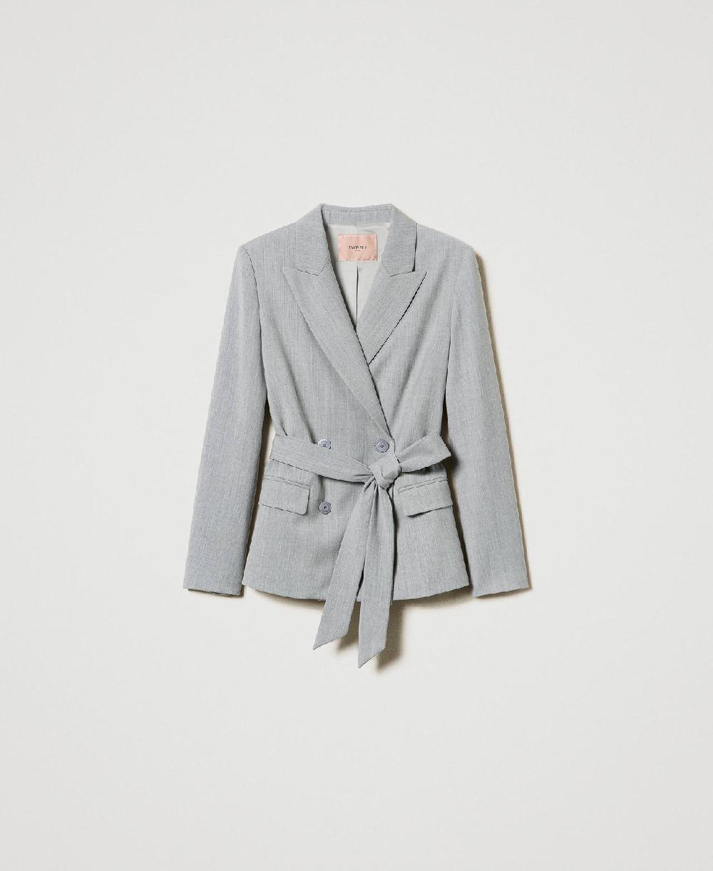Scee by twin set Giacca blazer in misto lana con cintura