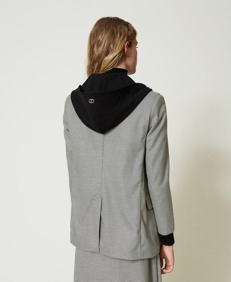 Scee By Twin Set Giacca Blazer In Pied De Poule Con Cappuccio