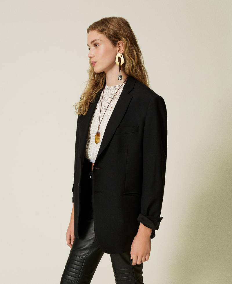 Scee By Twin Set Giacca Blazer Sartoriale In Serge Misto Lana