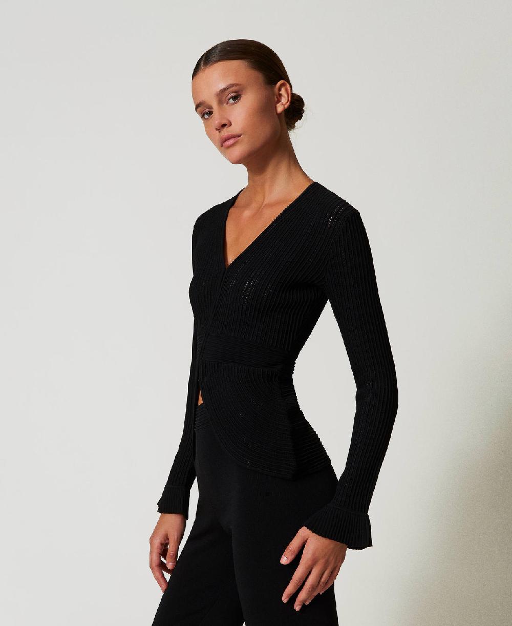 Scee By Twin Set Giacca Fitted In Maglia Con Mix Di Punti