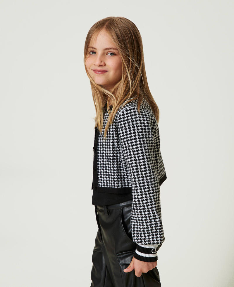 Scee By Twin Set Giacca In Maglia Jacquard Pied De Poule