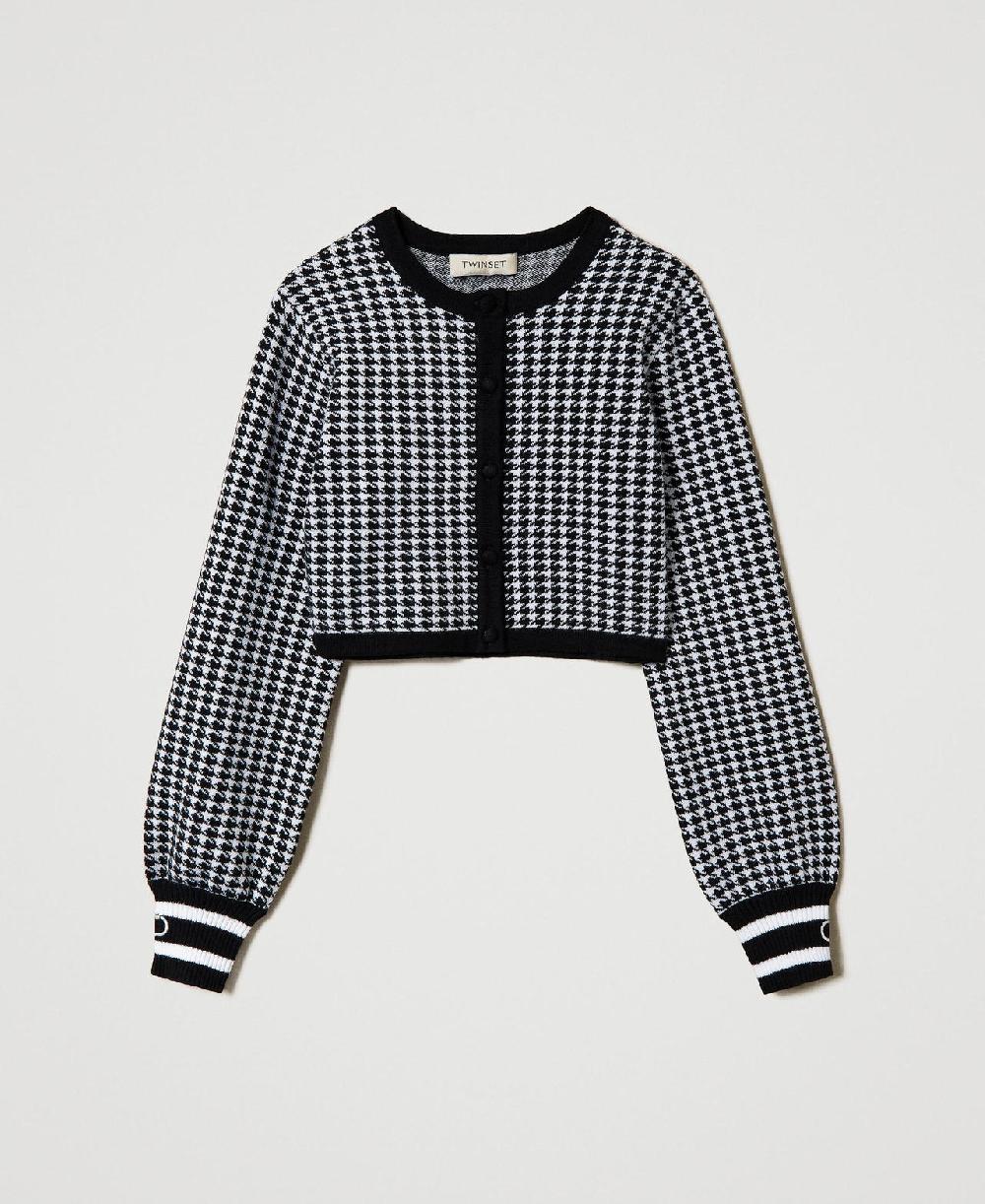 Scee by twin set Giacca in maglia jacquard pied de poule