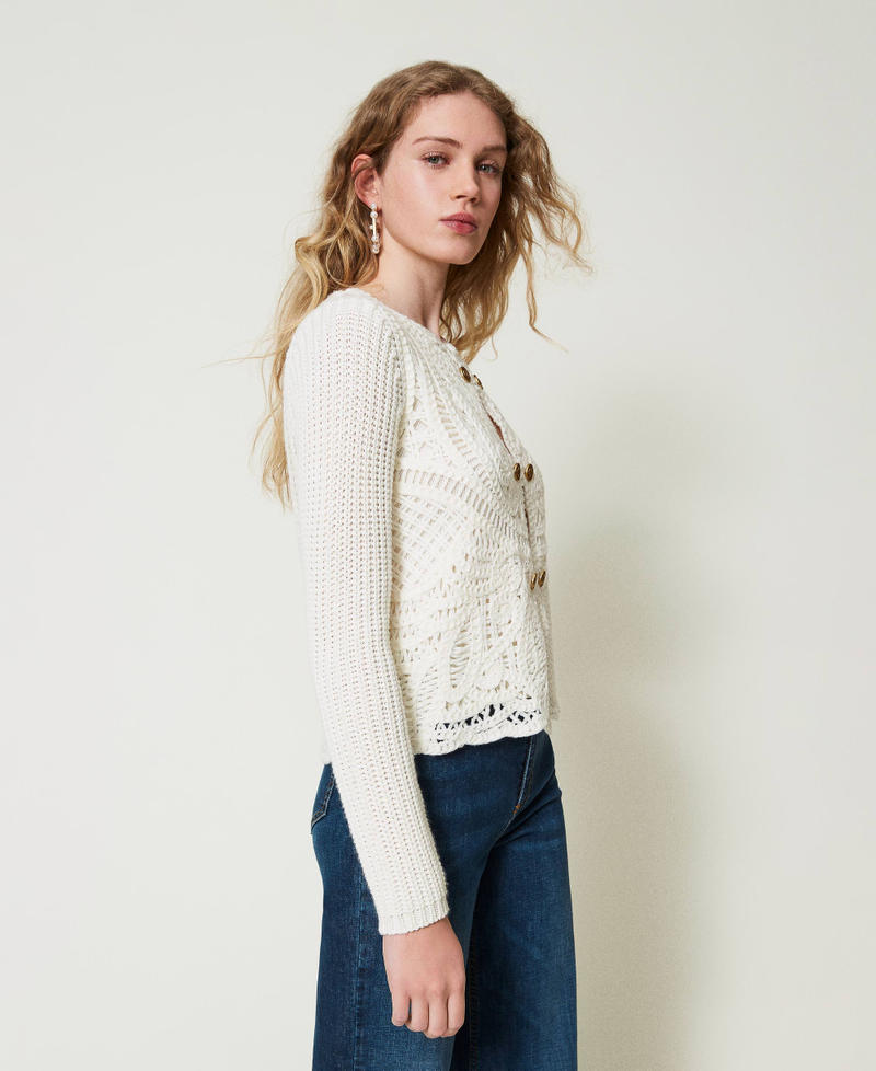 Scee By Twin Set Giacca In Maglia Misto Lana Crochet