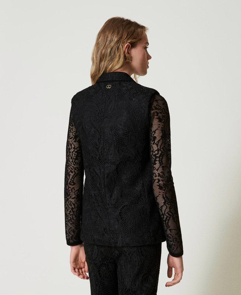 Scee By Twin Set Gilet Doppiopetto In Pizzo Macramè