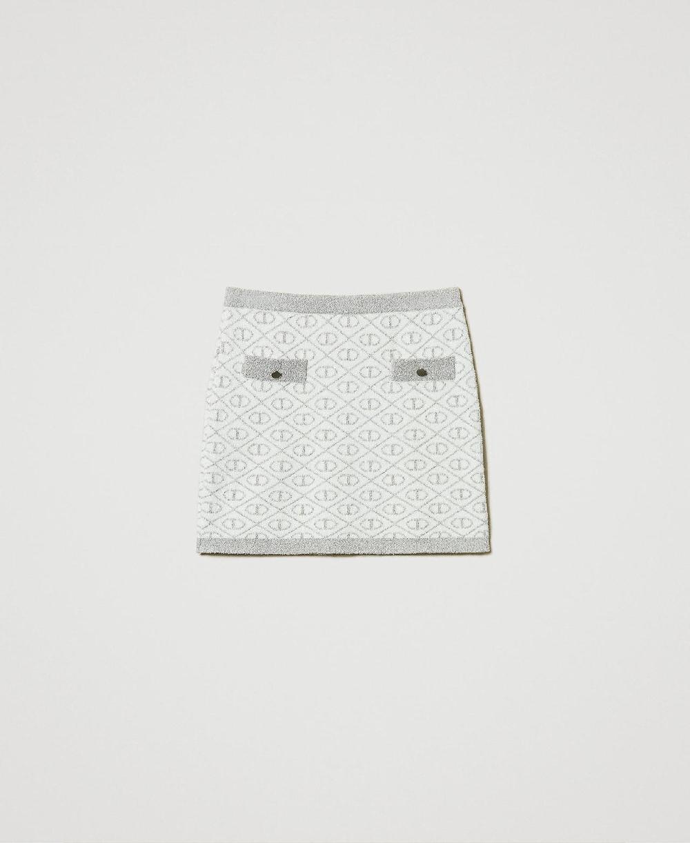 Scee by twin set Gonna corta in maglia jacquard con Oval T