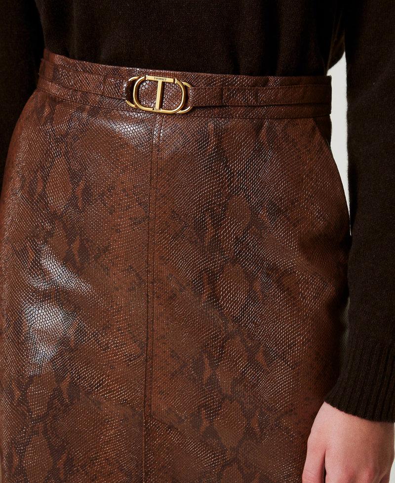 Scee By Twin Set Gonna Longuette Effetto Pelle Lizard