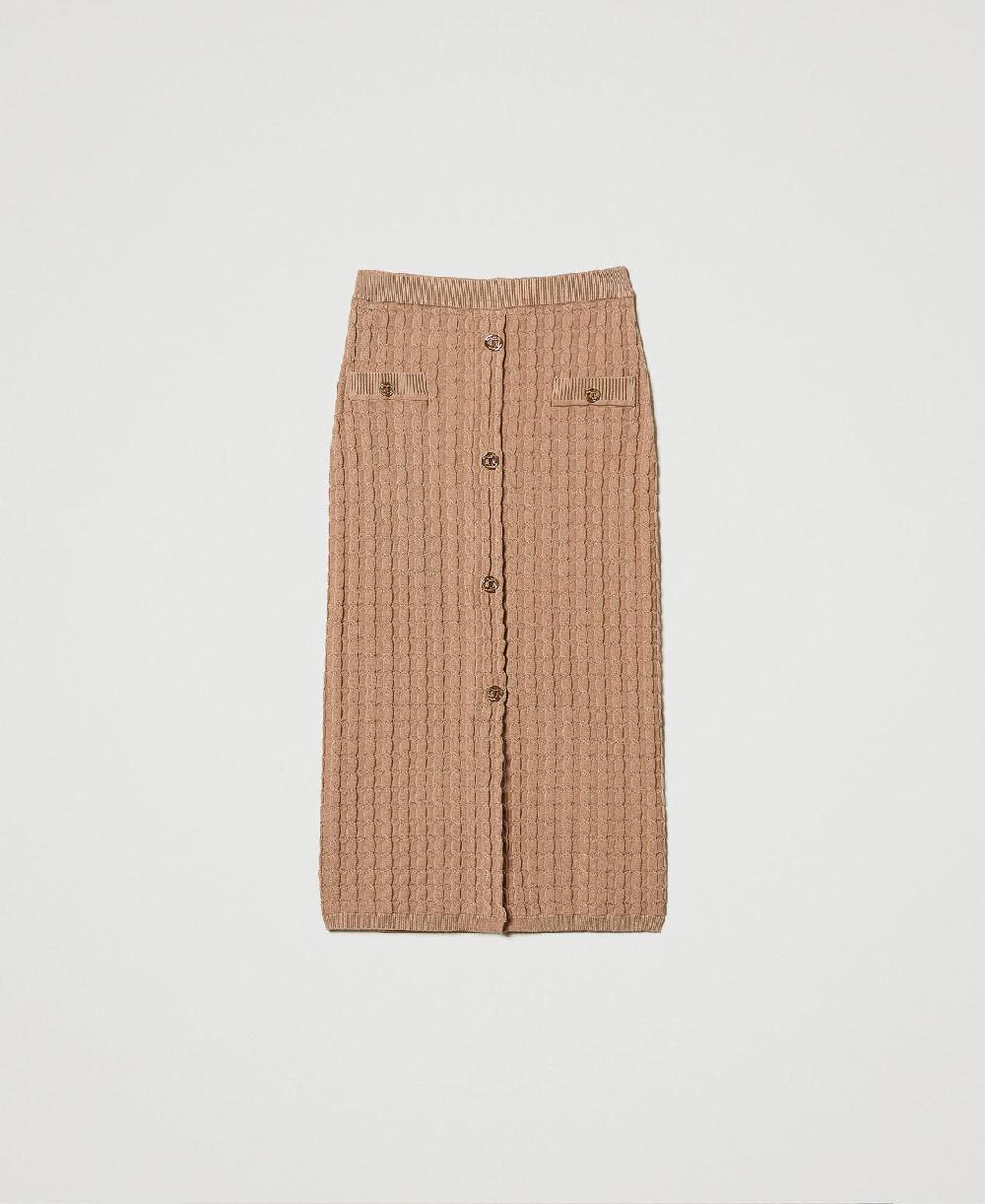 Scee by twin set Gonna longuette fitted in maglia con bottoni