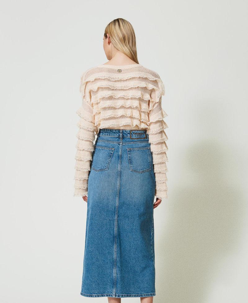 Scee By Twin Set Gonna Longuette In Jeans Con Spacco