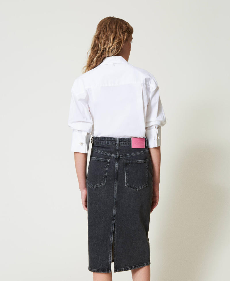 Scee By Twin Set Gonna Longuette In Jeans Con Strass