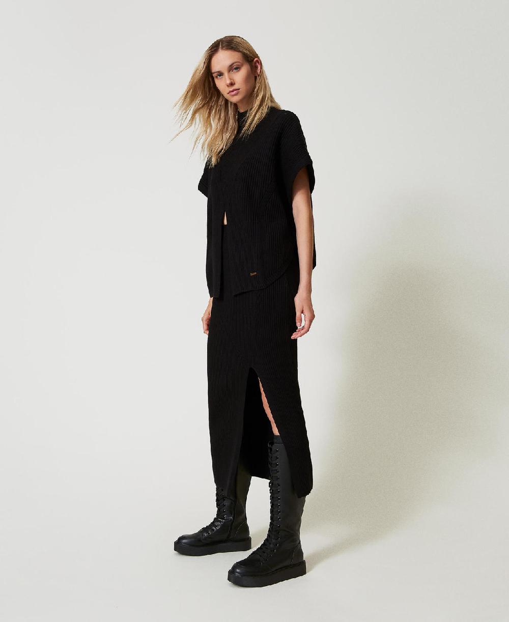 Scee By Twin Set Gonna Longuette In Maglia A Costine