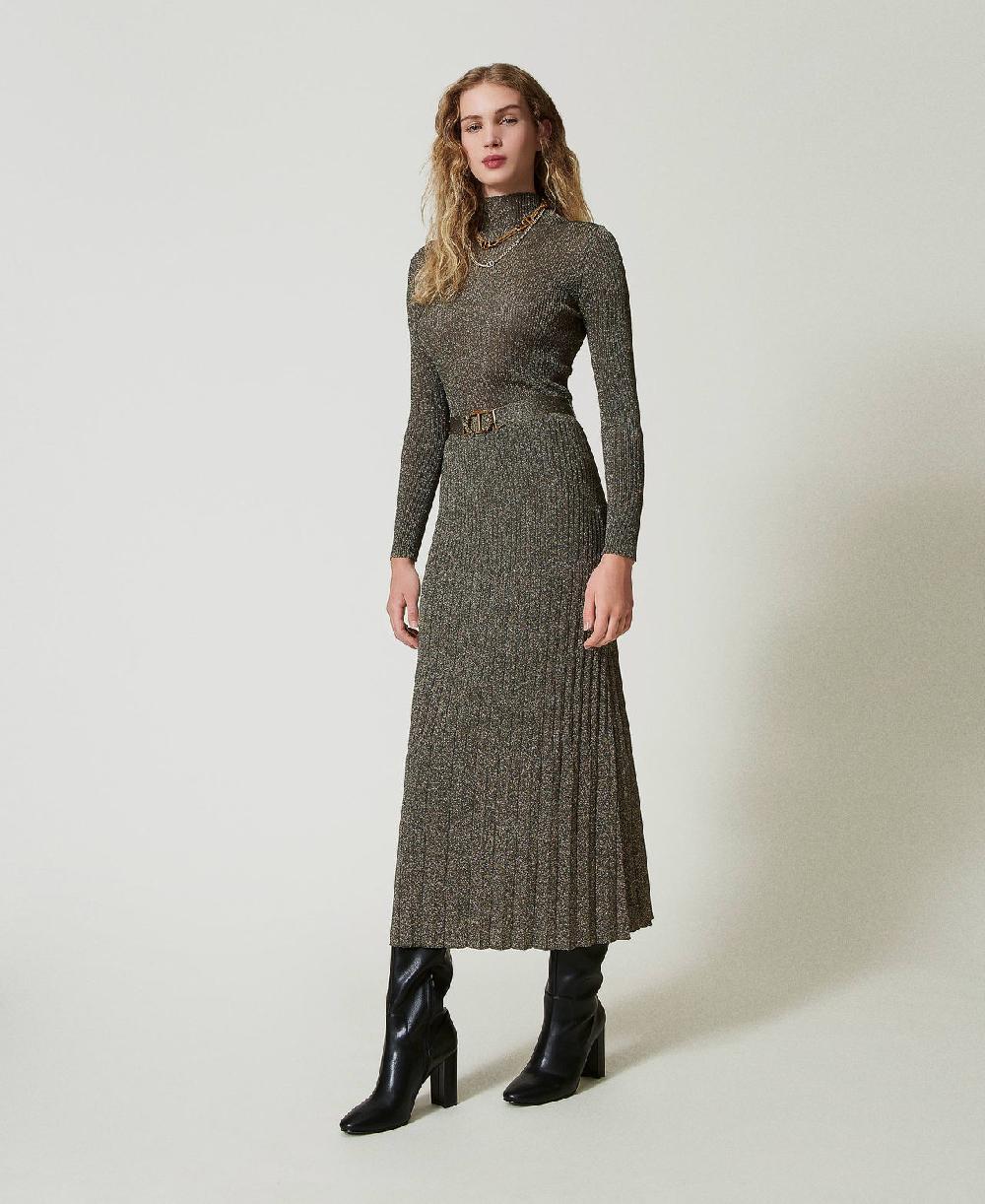 Scee By Twin Set Gonna Longuette In Maglia Con Lurex