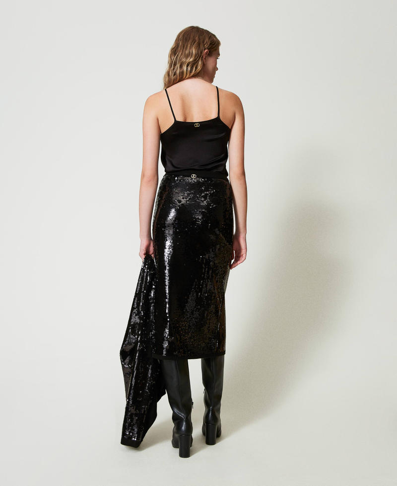 Scee By Twin Set Gonna Longuette In Maglia Full Paillettes