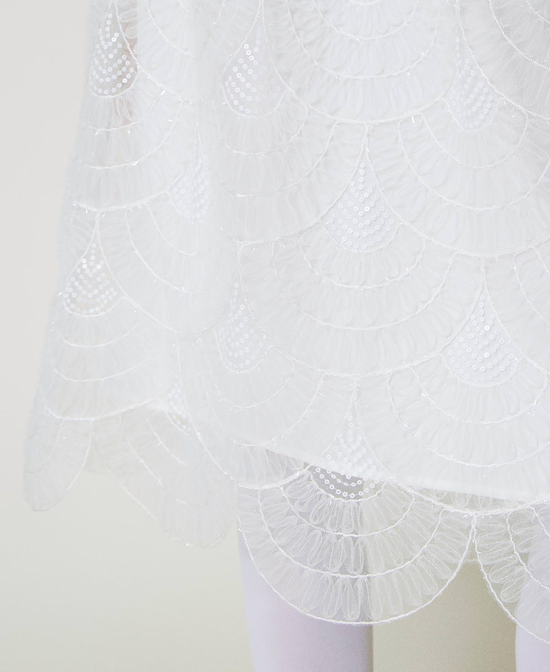 Scee By Twin Set Gonna Longuette In Organza Con Ricami