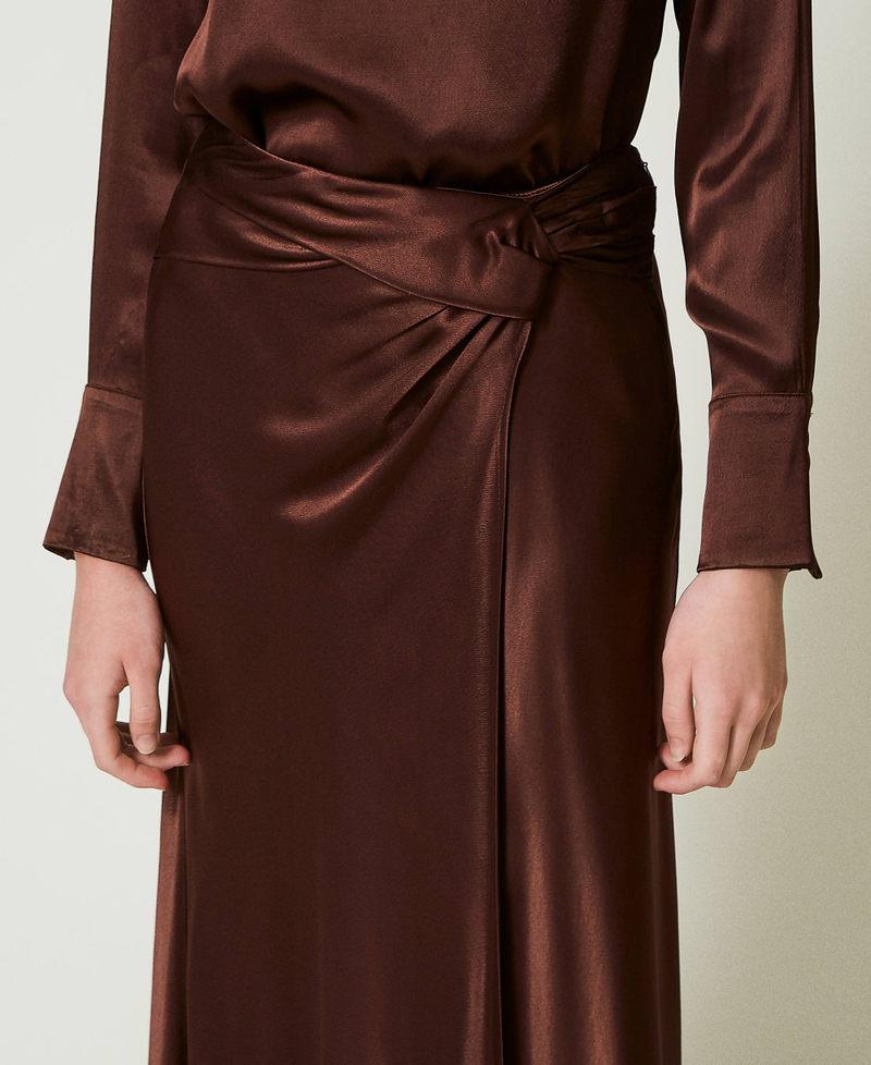 Scee By Twin Set Gonna Lunga In Raso Con Drappeggio