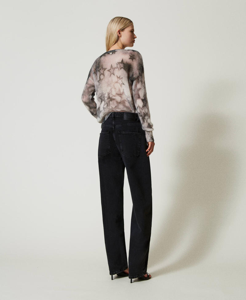 Scee By Twin Set Jeans Nero Carrot Fit Cinque Tasche