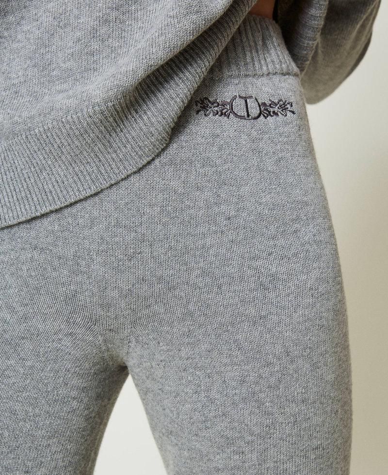 Scee By Twin Set Joggers In Maglia Misto Lana Con Logo Ricamato
