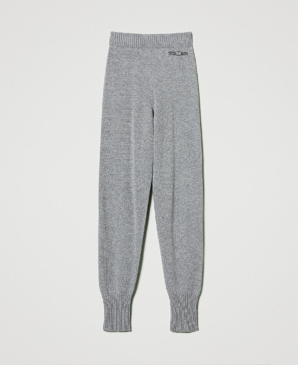 Scee by twin set Joggers in maglia misto lana con logo ricamato