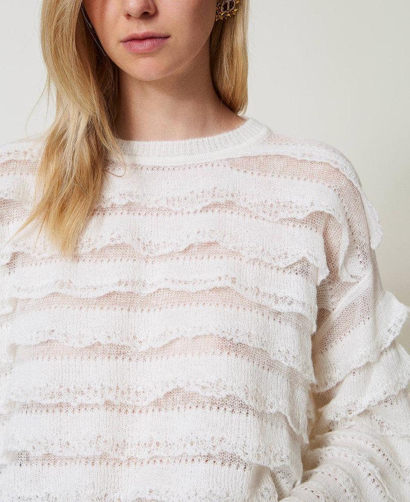 Scee By Twin Set Maglia Boxy Con Balze Effetto Pizzo