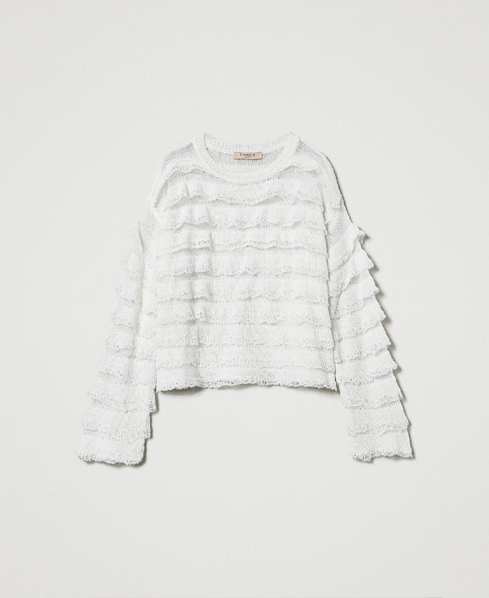 Scee by twin set Maglia boxy con balze effetto pizzo