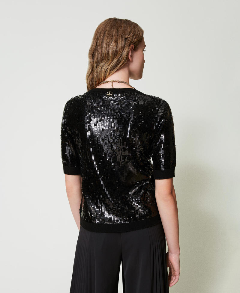 Scee By Twin Set Maglia Con Ricamo In Full Paillettes