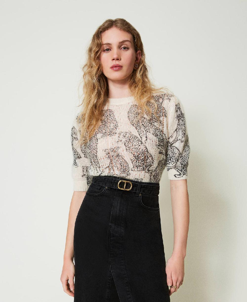 Scee By Twin Set Maglia Cropped In Misto Lana E Mohair