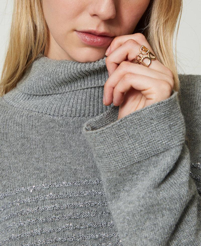 Scee By Twin Set Maglia Dolcevita In Misto Lana Con Paillettes