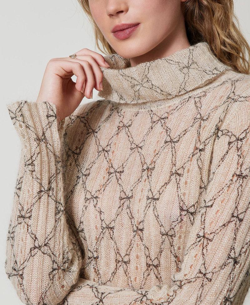 Scee By Twin Set Maglia Dolcevita In Misto Mohair Stampato