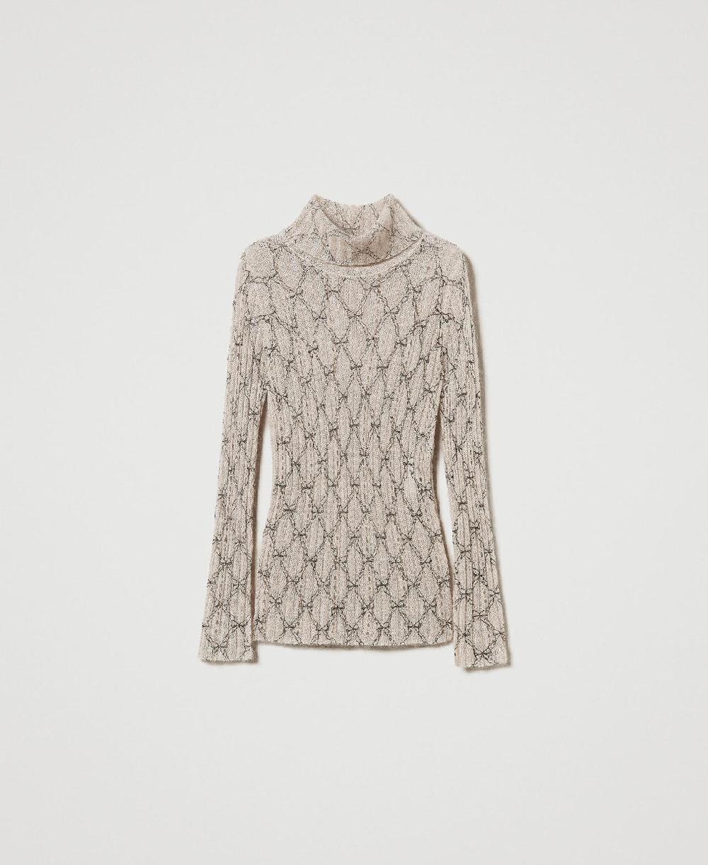 Scee by twin set Maglia dolcevita in misto mohair stampato