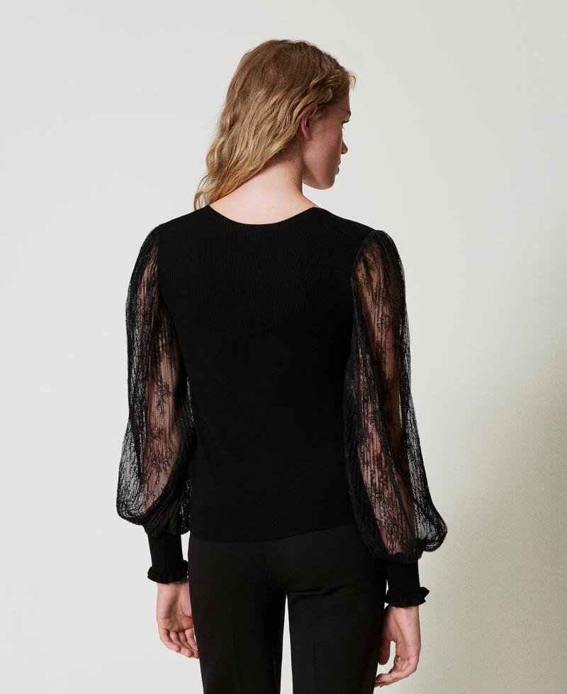 Scee By Twin Set Maglia Doppio Uso Con Maniche In Pizzo