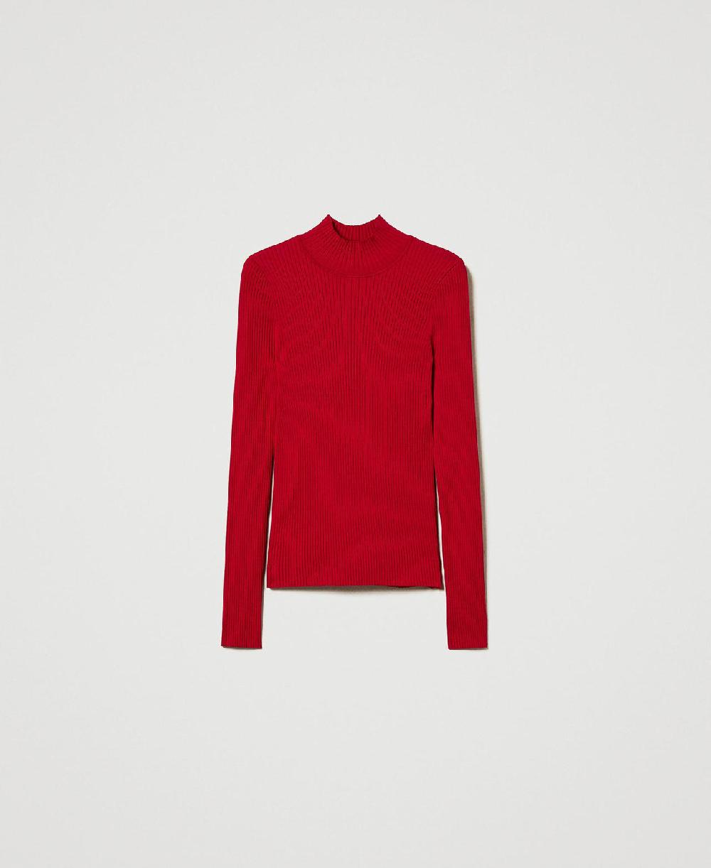 Scee by twin set Maglia fitted a costine con apertura