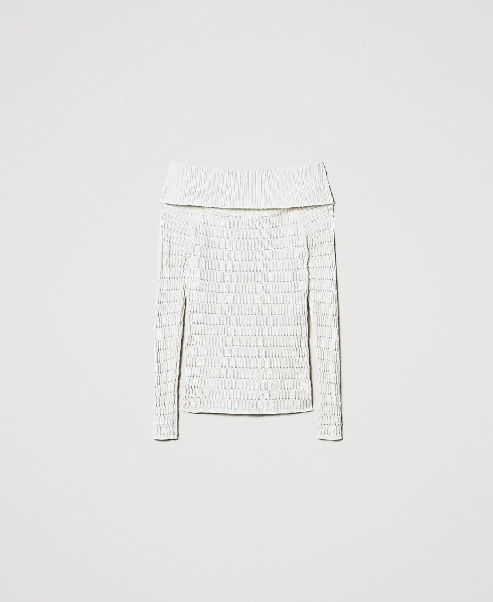 Scee by twin set Maglia fitted con collo off shoulder