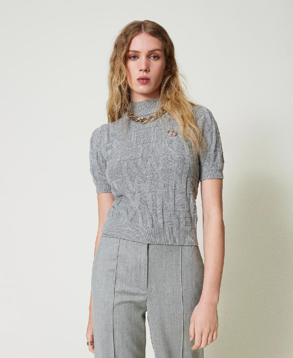 Scee By Twin Set Maglia In Cotone E Cashmere Con Logo