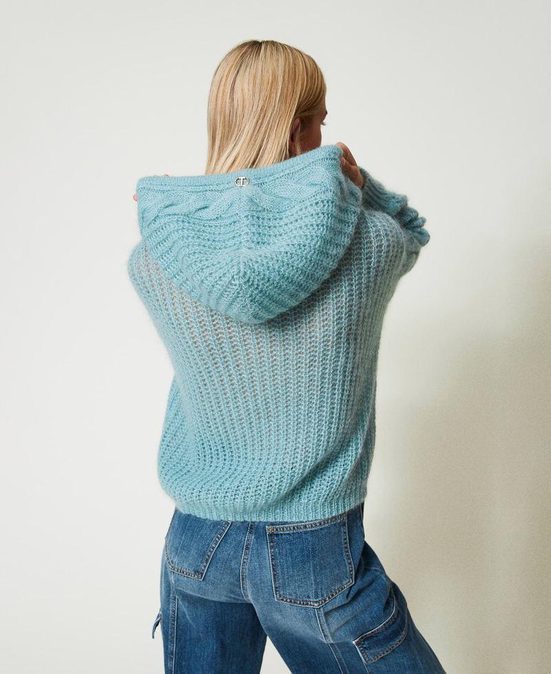 Scee By Twin Set Maglia In Lana E Mohair Con Cappuccio