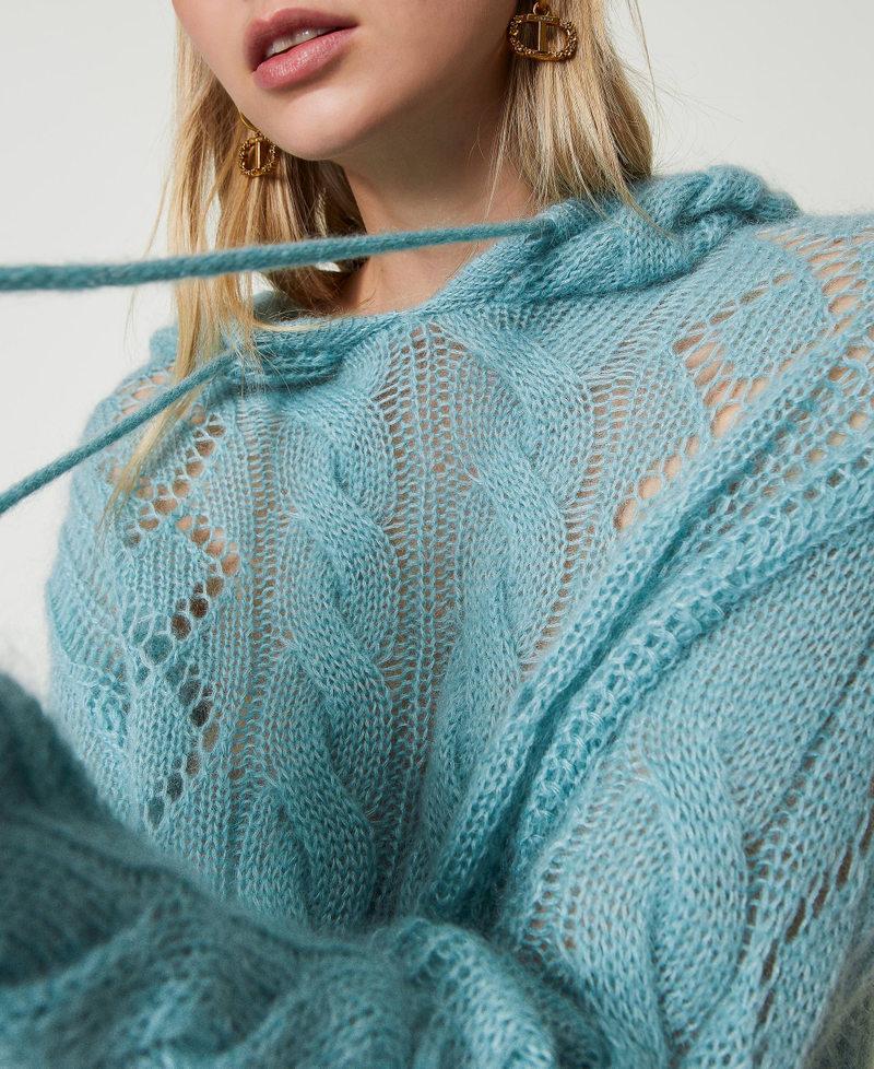 Scee By Twin Set Maglia In Lana E Mohair Con Cappuccio