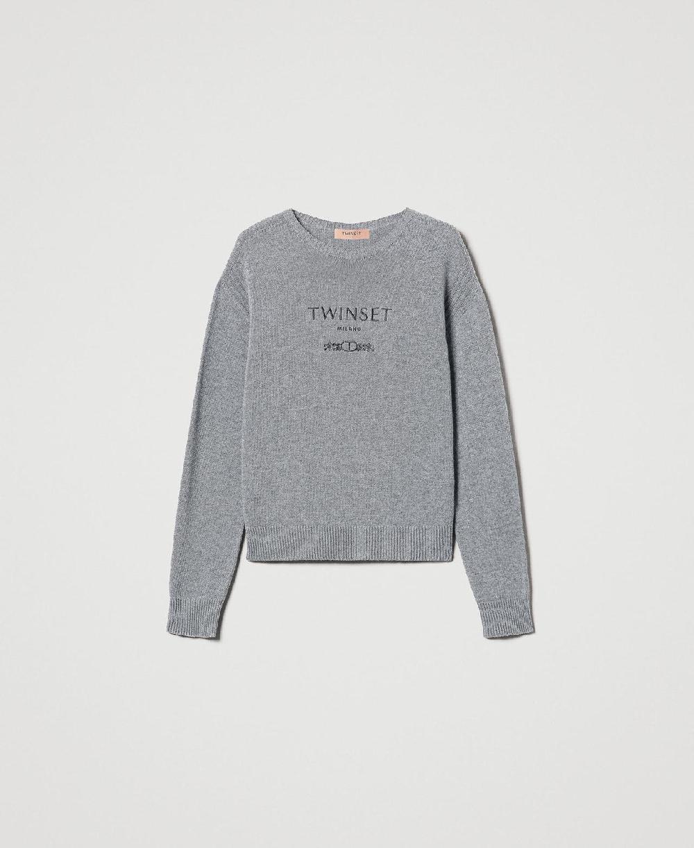 Scee by twin set Maglia in misto lana con logo ricamato