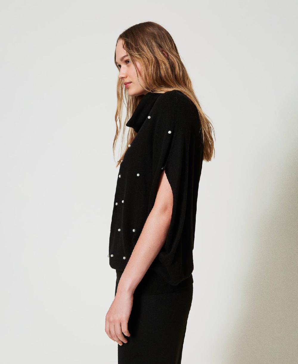 Scee By Twin Set Maglia In Misto Lana Con Ricamo Di Perle