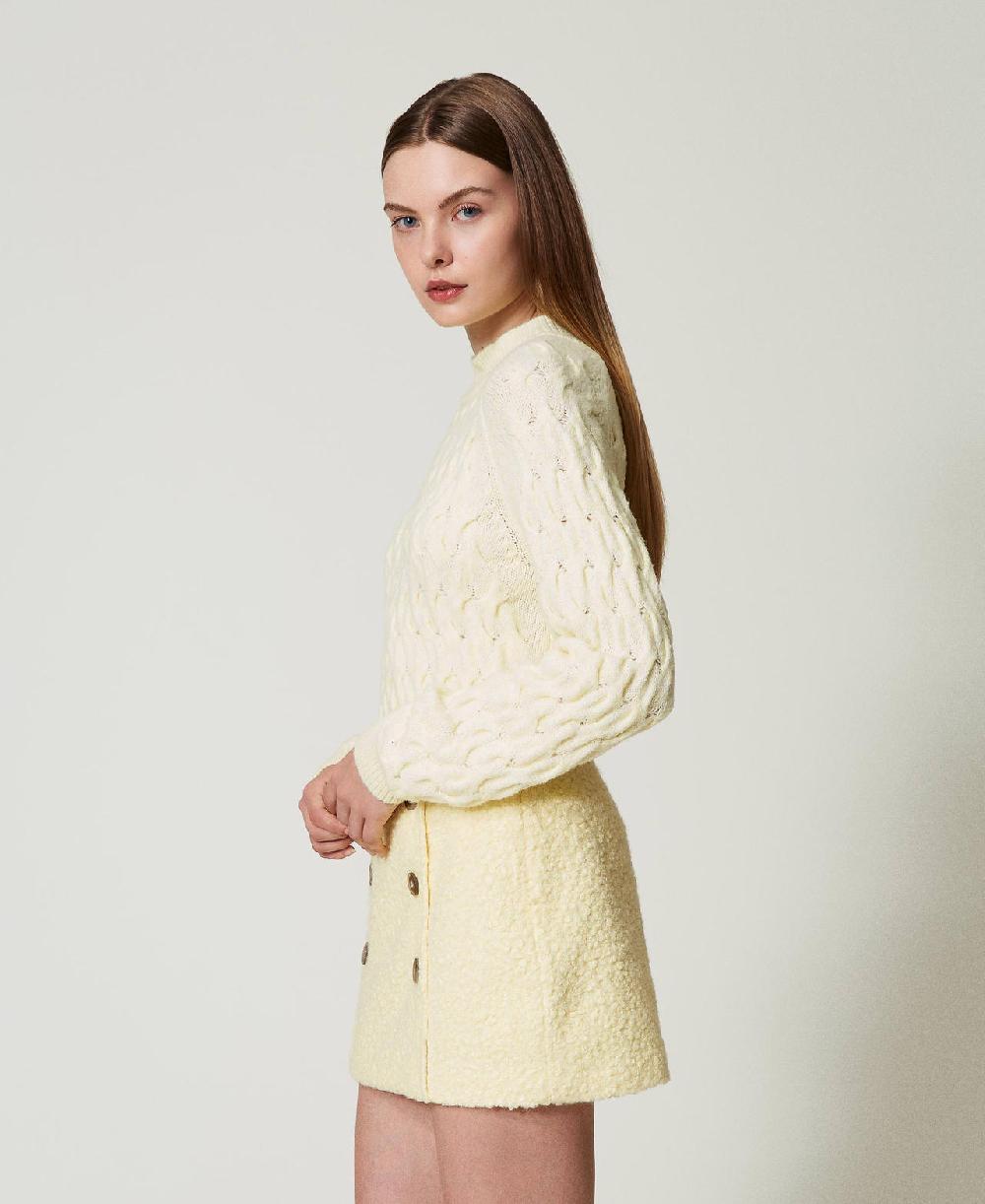 Scee By Twin Set Maglia Lupetto In Misto Lana Con Trecce