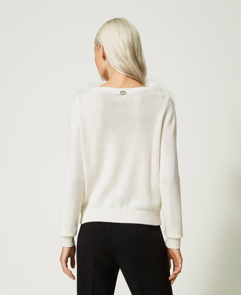 Scee By Twin Set Maglia Regular In Misto Lana Con Piume