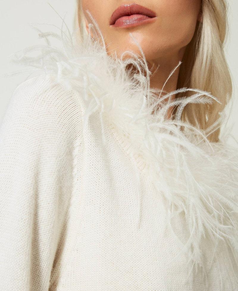 Scee By Twin Set Maglia Regular In Misto Lana Con Piume