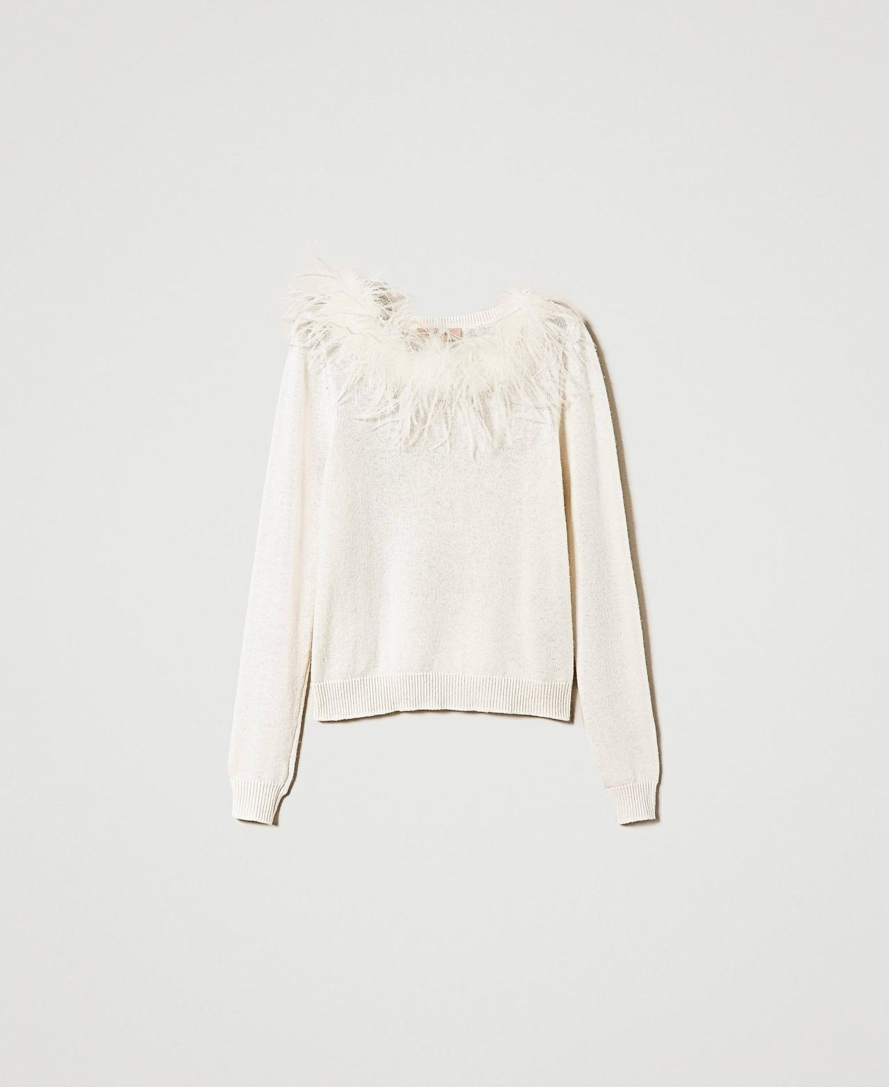 Scee by twin set Maglia regular in misto lana con piume