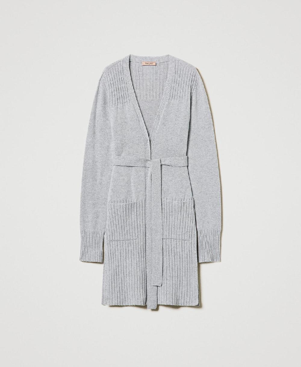 Scee by twin set Maxi cardigan in misto lana e lurex