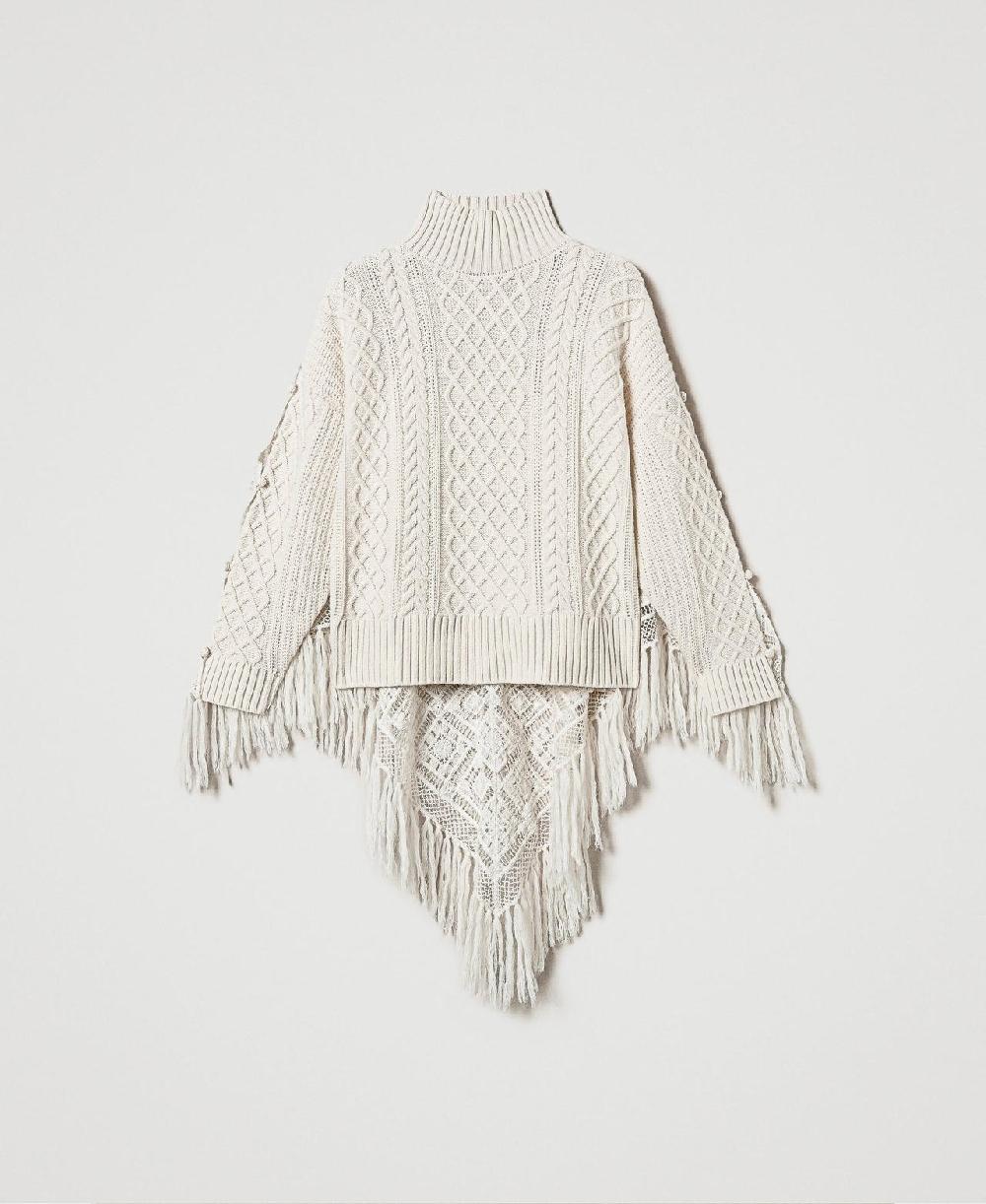 Scee by twin set Maxi maglia in misto lana con stola