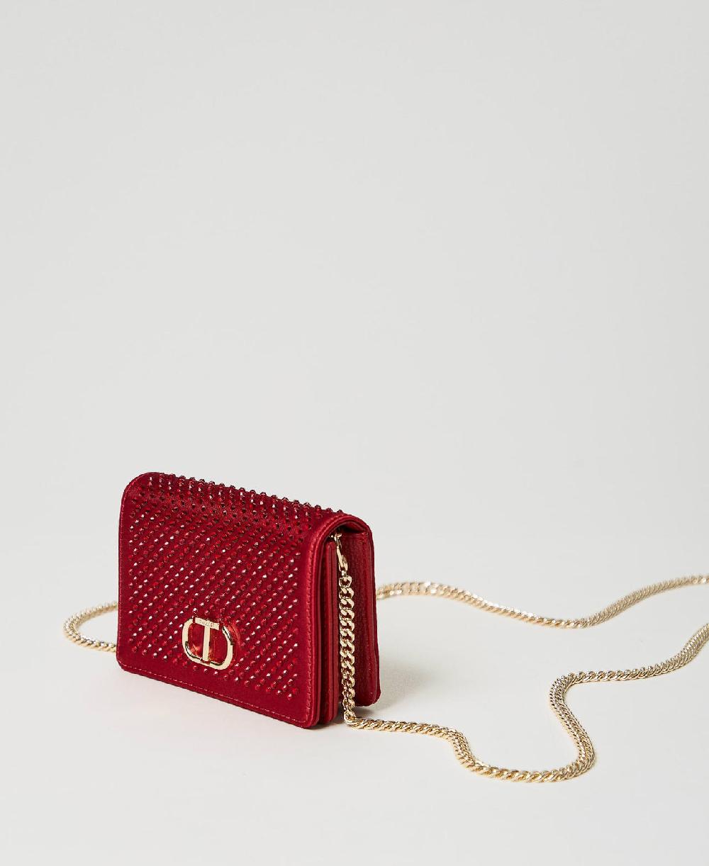 Scee By Twin Set Mini Borsa A Tracolla In Raso Con Strass