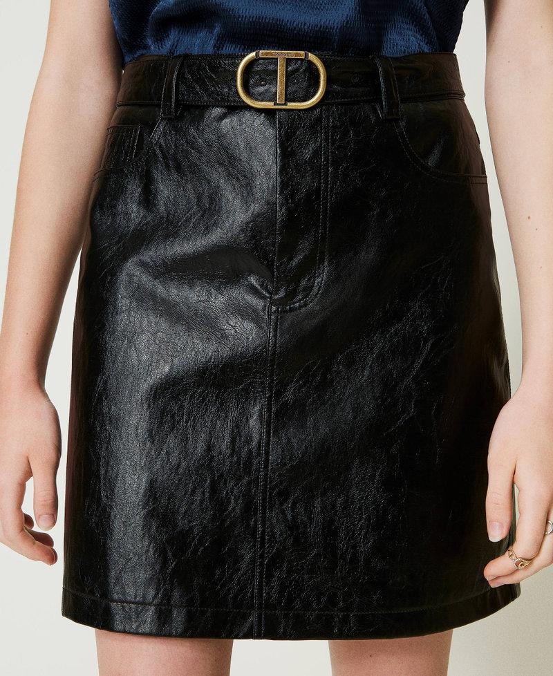 Scee By Twin Set Minigonna Effetto Pelle Con Cintura