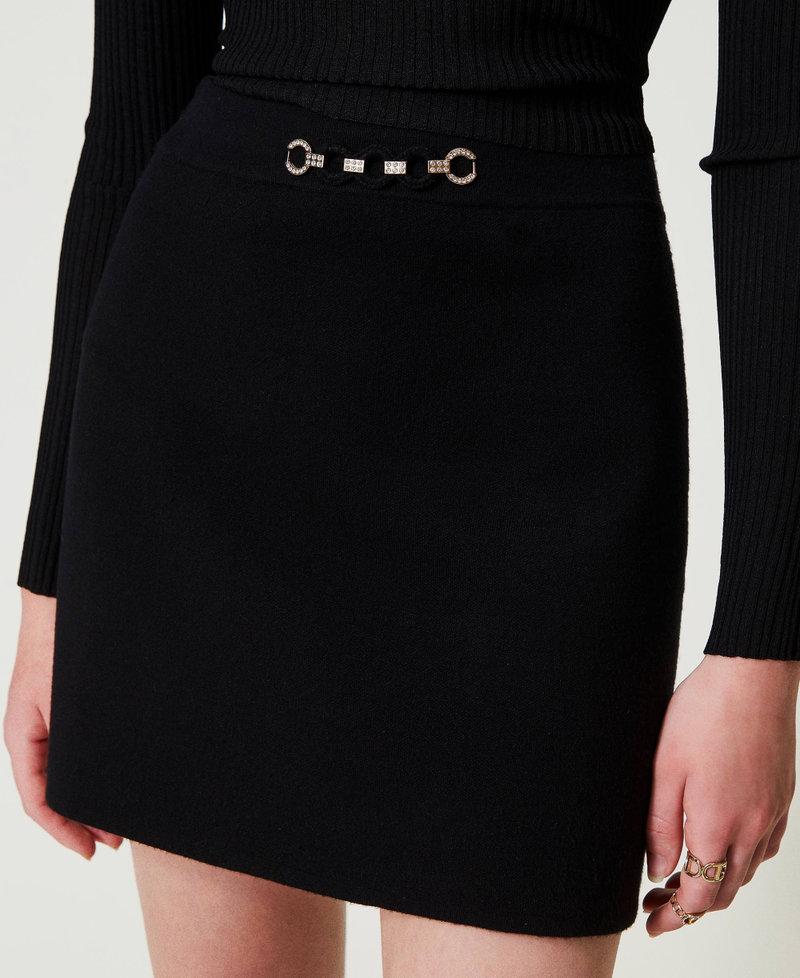 Scee By Twin Set Minigonna In Maglia Con Applicazione Bijoux