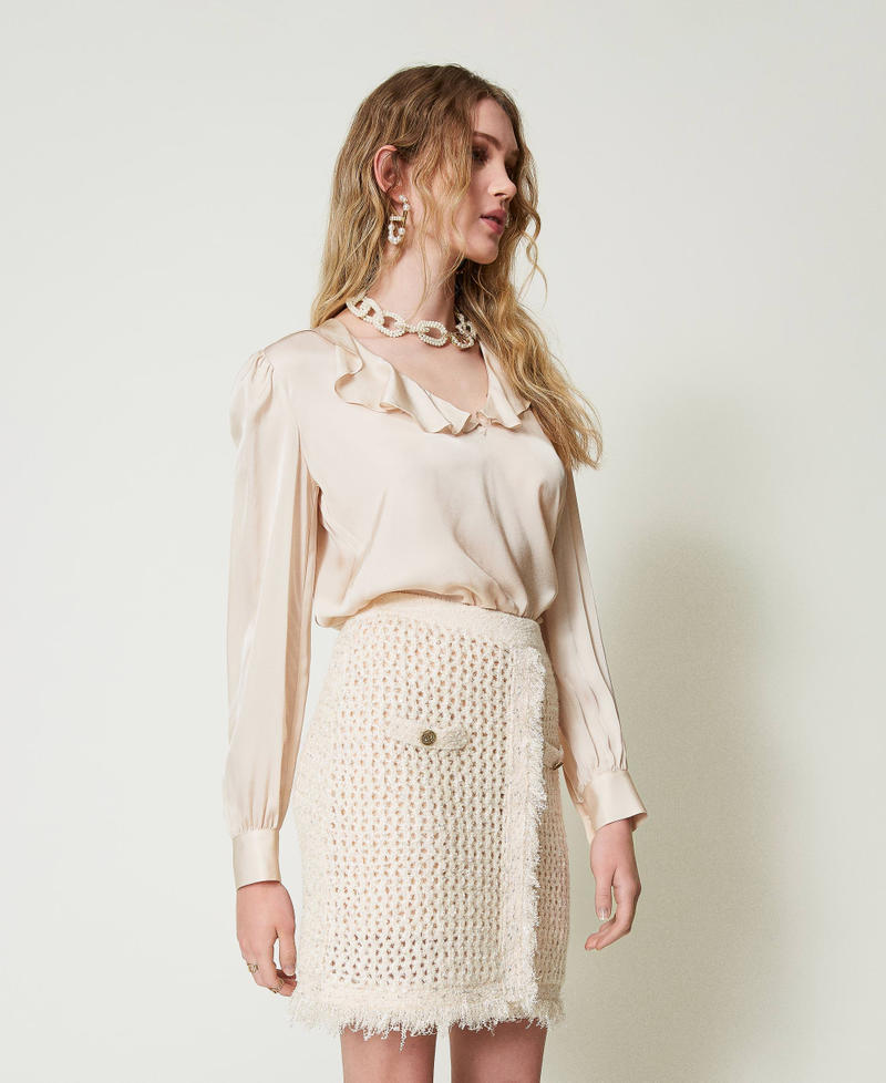 Scee By Twin Set Minigonna In Maglia Jacquard A Rete