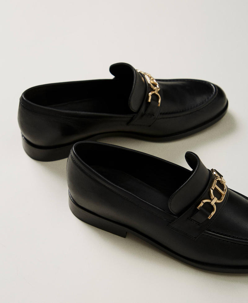 Scee By Twin Set Mocassini In Pelle Con Morsetto Oval T